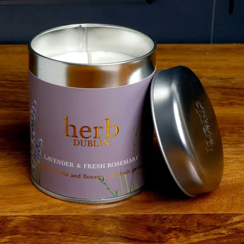 Lavender & Fresh Rosemary Soy Wax Candle in a Tin from Herb Dublin