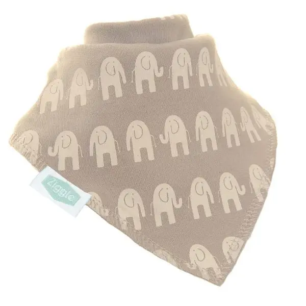 Ziggle White Elephants Bandana Bib