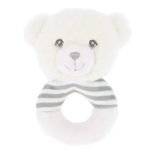 Baby Bear White & Grey Ring Rattle 14cm from Keeleco